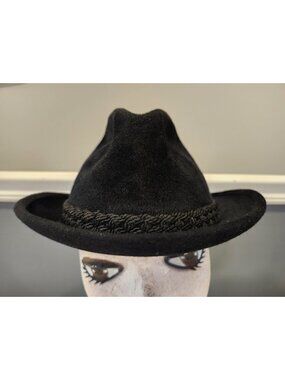 Beautiful~Vtg~Stetson~THE SOVEREIGN~Men's~Black Felt~Braided~Fedora~Hat~6-7/8